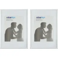 Relaxdays fotolijst A4 - set van 2 - passe-partout 15 x 20 cm - glazen plaat - wissellijst muur - wit