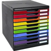 Exacompta MODULO A4-ladebak regenboog, 10 laden gesloten A4/A4+, geruisloos, veiligheidsstop, stapelbaar