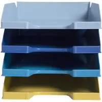 Exacompta BEE BLUE Combo-Midi brievenbakset, 4-delig, voor A4+ formaat, stapelbaar, etikethouder, Blaue Engel, polystyreen, meerkleurig