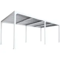 Mendler Aluminium pergola -L41, lamellen paviljoen terrasoverkapping, stevig 8cm metalen frame 3x6m ~ wit