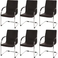 MCW Set van 6 eetkamerstoel Samara, vrijdragende keukenstoel fauteuil stoel, staal ~ bruin