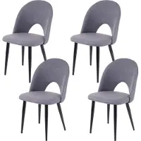MCW Set van 4 eetkamerstoelen -D73, keukenstoel, stof/textiel ~ donkergrijs