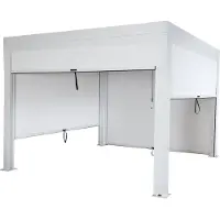 Mendler Pergola -L46 met zijwand, tuinpaviljoen lamellenrolgordijn, 11cm aluminium frame, stormvast 3x3m ~ wit