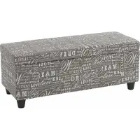 Mendler Opbergkist Kriens, bankje, stof/textiel, 45x114x45cm ~ belettering, grijs