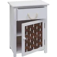 MCW Ladekast -K83, ladekast, hout 55x39.5x28.5cm ~ wit, bruin polyrattan