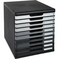 Exacompta MODULO A4-ladebox grijs tinten, 10 gesloten laden A4/A4+, geruisloos, veiligheidsstop, stapelbaar