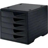 Styro Ladebox styroswing, 5 laden, uittrekstop & verzonken greep, stapelbaar, B 270 x D 340 x H 255 mm, polystyreen, zwart-zwart