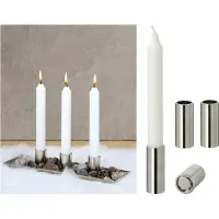 Novaliv Set van 2 magnetische kaarsenhouders, stokkaarsen, tafelkaarsen, zilver 2,5 x 5 cm, Adventskrans kaarsenhouder, kaarsenhouder, kaarseninzetstuk, kersttafeldecoratie, scandic chic kerst