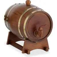 Relaxdays Houten vat, Drankautomaat, Bruin