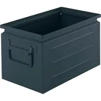 Schäfer Shop stapelbak, inhoud 13,4 l, 80 kg, inklapbare handgrepen, L 379 x B 207 x H 200 mm, plaatstaal, grijs/blauw RAL 5008