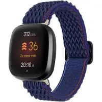 Strap-it Smartwatch bandje - Elastisch nylon bandje geschikt voor Fitbit Versa 3 / Versa 4 / Fitbit Sense / Sense 2 - blauw