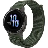 Strap-it Nylon Bandje – Groen/Donkergroen – Ademend & lichtgewicht stoffen smartwatch bandje met klittenbandsluiting – geschikt voor Garmin Vivoactive 4s / Vivomove 3s / Venu 2s / Venu 3s / Venu 4s