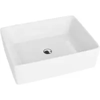 Domino ALEGRANZA - Opzetwastafel Rechthoek - 49cm - Wit Hoogglans - Zonder Kraangat - Keramische Waskom Set