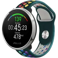 Strap-it Siliconen sport bandje - geschikt voor Polar Ignite / Ignite 2 / Ignite 3 / Unite / Pacer - dennengroen/kleurrijk