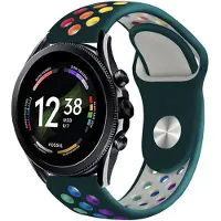 Strap-it Siliconen sport bandje - geschikt voor Fossil Gen 6 44mm / Gen 5 / Gen 5e 44mm - dennengroen/kleurrijk