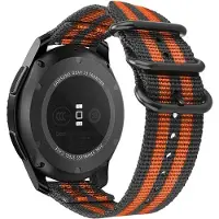 Strap-it Nylon gesp smartwatch bandje - geschikt voor Fossil Gen 6 44mm / Gen 5 / Gen 5e 44mm - zwart/oranje
