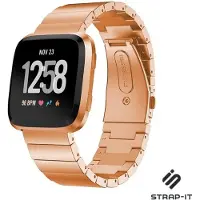 Strap-it Stalen Smartwatch bandje - Geschikt voor Fitbit Versa 2 luxe metalen bandje - rosé goud - Horlogeband / Polsband / Armband