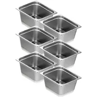 Vevor 1/2 Gastronormbak, roestvrijstalen bak, 6 stuks, 325 x 266 x 148 mm, commerciële stoompan, warmhoudbak, hotelpan, tafelpan, buffet