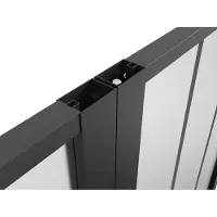 Vente-unique Omkeerbare dubbele deur van aluminium en mat gehard glas met atelierstijl - 2 x H204 x B93 cm - Zwart - ERMELO
