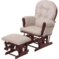 MCW Relaxstoel -C76, schommelstoel met voetenbankje, chenille-stof (465 g/m²) ~ crème, donker frame