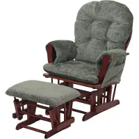 MCW Relax fauteuil -C76, schommelstoel met hocker stof chenille (465g/m²) Oeko-Tex ~ groen, donker frame