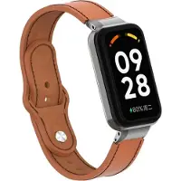 Strap-it Leren Activity tracker bandje - Geschikt voor Xiaomi Redmi Smart Band 2 / Xiaomi Smart Band 8 Active - bruin