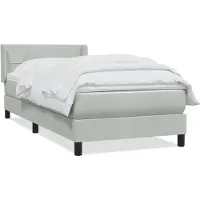 vidaXL Boxspring met matras fluweel lichtgrijs 90x220 cm