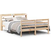 vidaXL Bedframe met hoofdbord massief grenenhout 135x190 cm