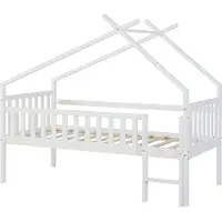 En.casa Kinderbed Sotkamo huisbed hoog uitvoering met bedbodem 90x200 cm wit []