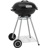 Casa.pro Houtskool BBQ Apricena rond met deksel 80x49x47 cm zwart