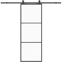 vidaXL Schuifdeur met beslagset 76x205 cm ESG glas zwart