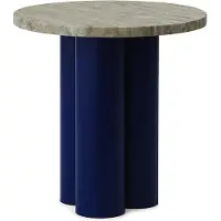 Normann Copenhagen Bijzettafel Dit Table Bright Blue Travertine Silver