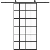 vidaXL Schuifdeur met beslagset 102x205 cm ESG glas zwart