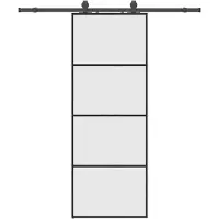 vidaXL Schuifdeur met beslagset 76x205 cm ESG glas zwart
