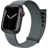 Strap-it Nylon Loop band - Geschikt voor Apple Watch (Series 12/11/10), (SE 3/2/1), (Series 9/8/7/6/5/4) - 38/40/41/42mm - Grijs/groen - Nylon bandje met klittenband - Stof iWatch bandje
