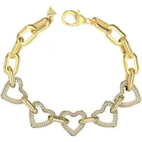 GUESS armband Beloved Multi Pave Hearts Bracelet Yellow Gold goudkleurig