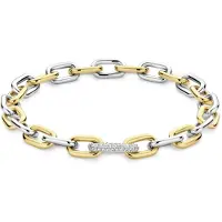 Ti sento Dames Armband - 925 zilver - Zirkonia met geel verguld - Maat S - 23052ZY