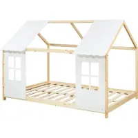 En.casa Kinderbed Tostedt huisbed grenen houtkleurig en wit 140x200 cm []