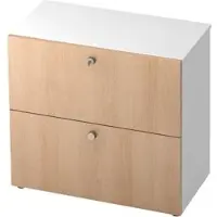 Hammerbacher TOPAS LINE archiefkast, 2 dossierhoogtes, met volledig uittrekbare loper, decor wit/eiken
