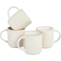 Beliani MUGWORT - Mokken set van 4 - Lichtbeige - Steengoed