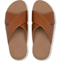 FitFlop Women Lulu Cross Slide Sandals Leather Light Tan-Schoenmaat 37