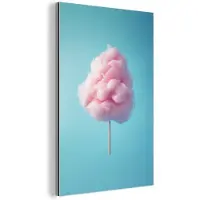 MuchoWow Aluminium schilderij 20x30 cm - Wanddecoratie metaal - Suikerspin - Zoet - Snoep - Metalen muurdecoratie woonkamer - Decoratie industrieel - Foto op dibond - Industriële accessoires slaapkamer