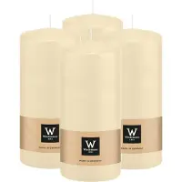 Wiedemann Cilinderkaars/stompkaars - 4x - creme wit - 15 x 7 cm - 63 branduren - zuilkaarsen