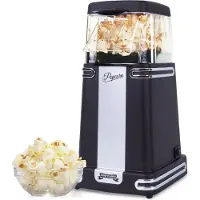 GADGY Popcorn Machine Retro - Zwart - Hete Lucht Popcorn Maker- 26,5 x 14 CM - Funcooking voor Party & Kids