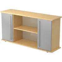 Hjh OFFICE PRO KAPA SB | Dressoir | met deuren - Esdoorn/Zilver Sideboard Chrome metaal handgreep