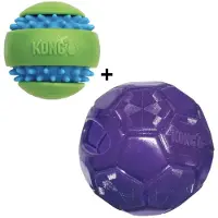 Kong flexball paars en squeezz goomz bal 15,5x15,5x15,5 cm en 6,5 cm