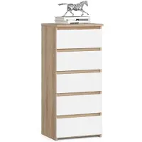 Akord Ladekast CL5 met 5 Lades / Furniture Factory / Sonoma Eik - Wit / 40 x 92 x 35 cm