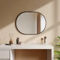 Emke Spiegel - Ovale Spiegel - Zwart - 60x80 cm - met Veiligheidsfolie - Wandspiegel met Rand - Moderne Design