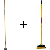 Synx Tools Rechte Schoffel 12cm en steel 160 cm met Hilt Schoffels & Klauwbezem 28cm - Telescopische steel 70 - 140cm -