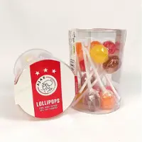 Woogie Ajax Amsterdam - lolly's - lollipops -voetbal - doos 18 kokers/verpakkingen x 150 gram - diverse smaken - Ajax voetbal